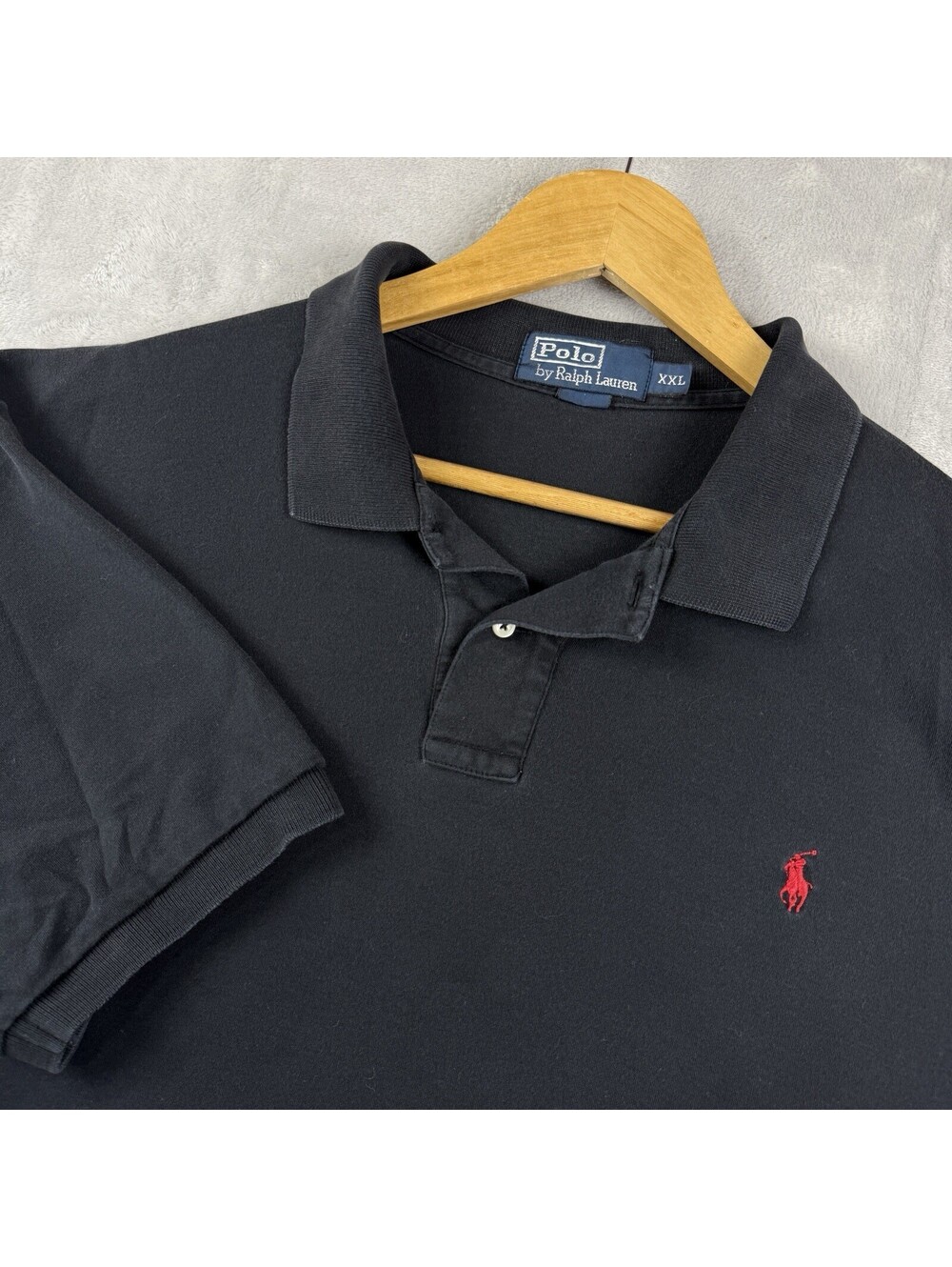 Polo Ralph Lauren Black Short Sleeve Polo Shirt Men’s XXL Red Pony Cotton Pique